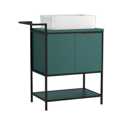 Тумба под раковину Cersanit BOTANIQUE 80 для CREA 50, напольная, цвет зеленый, 2 выдвижных ящика, с полкой, система плавного закрывания, прямоугольная