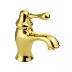 Смеситель для раковины Migliore Maya, однорычажный, излив короткий, неповоротный, длина 111 мм, керамический картридж, латунь, цвет золото