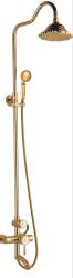 Душевая система ZorG A, высота 1152-1452 мм, цвет бронза, комплект: однорычажный смеситель с изливом/тропический душ (с верхней лейкой)/стойка/лейка/шланг, наружного монтажа