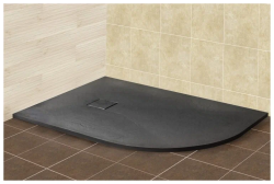 Душевой поддон RGW Stone Tray ST/AL-G, 90х120х2,5 см, ассиметричный, из искусственного камня, низкий, цвет: графит, с антискользящим покрытием, без бортика, левосторонний/левый