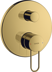Смеситель для ванны Axor Uno однорычажный, с рукояткой-петлей, скрытого монтажа, настенный/встраиваемый, круглый, латунный, без излива, керамический, цвет полированное золото, без душевого шланга/лейки