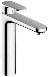 Смеситель для раковины Hansgrohe Vernis Blend 190, с изолированным каналом для воды, однорычажный, фиксированный излив, длина излива 16,9 см, керамический, латунь, цвет хром, с донным клапаном