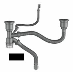 Сифон Aflorn для мойки 3 1/2" двойной, с прямоугольным переливом, бутылочный, с отводом для стиральной машины, с отводом в канализацию, цвет черный AF90101F-2