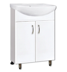 Тумба с раковиной GRADEONIKA Спарта 55, 48,8х30,1х69,5 см, напольная, 2 распашные дверцы, МДФ/ЛДСП, прямоугольная, цвет белый 