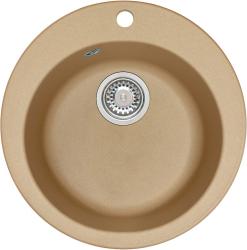 Мойка кухонная ALVEUS GRANITAL GENESIS BOOGIE 10 G55 BEIGE 50,5x50,5x19 см, врезная/встраиваемая сверху, без крыла, искусственный гранит, круглая, цвет бежевый, с отверстием под смеситель