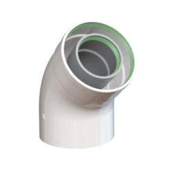 Отвод дымохода коаксиальный Gekon D60/100 промежуточный 45° раструбный, для дымоходов