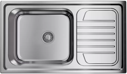 Мойка кухонная Omoikiri Haruna 86-IN, 50х86 см, врезная, из нержавеющей стали, прямоугольная, цвет нержавеющая сталь, без отверстия под смеситель, с крылом, оборачиваемая, слив-перелив, врезная в столещницу, для кухни