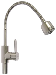 Смеситель для кухни/мойки LEDEME, однорычажный, поворотный, стальной, гибкий излив, нержавеющая сталь, цвет сталь