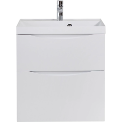 Тумба под раковину BelBagno Marino 70, 70х60х45 см, подвесная, 2 выдвижных ящика, МДФ, цвет: белый глянцевый, шкафчик навесной, механизм доводчика, прямоугольная