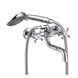 Смеситель для ванны/душа VIEIR настенный, двухвентильный, поворотный, латунный, длина излива 200 мм, латунь, цвет хром