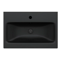 Раковина мебельная 60 AM.PM Gem 610х425х170 мм фарфоровая, прямоугольная, цвет черный, с отверстием под смеситель, слив-перелив, встраиваемая