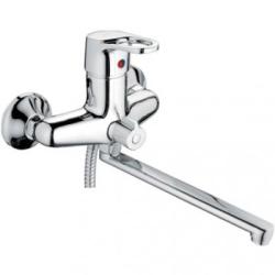 Смеситель для ванны/душа LEDEME настенный, однорычажный, поворотный, латунный, длина излива 300 мм, латунь, цвет хром