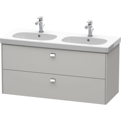 Тумба под раковину Duravit Brioso, 117х46,9х56,3 см, подвесная, 2 выдвижных ящика, ДСП, цвет: бетонно-серый/хром, шкафчик навесной, механизм доводчика, прямоугольная, правая/левая, для раковины D-Code, в ванную комнату