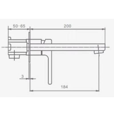 Смеситель для раковины/умывальника Raglo R30.11 встраиваемый/настенный, однорычажный, неповоротный, латунь, длина излива 184 мм, керамический, цвет хром