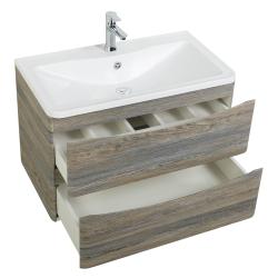 Тумба под раковину BelBagno Acqua 80, 80х45,5х52,4 см, подвесная, 2 выкатных ящика, МДФ, цвет: древесный узор, шкафчик навесной, механизм доводчика, прямоугольная