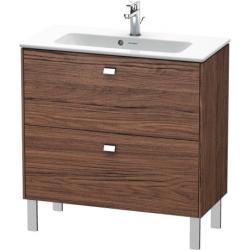 Тумба под раковину Duravit Brioso, 82х38,9х68,3 см, напольная, цвет: орех темный/хром, 2 выдвижных ящика, ДСП, прямоугольная, левая/правая, в ванную комнату