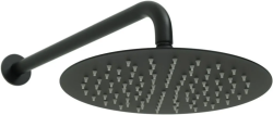 Верхний душ Allen Brau Priority на подвижном шарнире, держатель 380 мм, круглая форма, размер 250 мм, цвет черный матовый, латунь, монтаж на стену