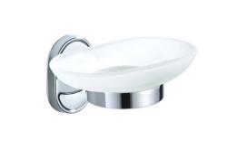 Мыльница LEDEME настенная, хром/прозрачный, стеклянная/металлическая, округлая, для душа/мыла, в ванную комнату
