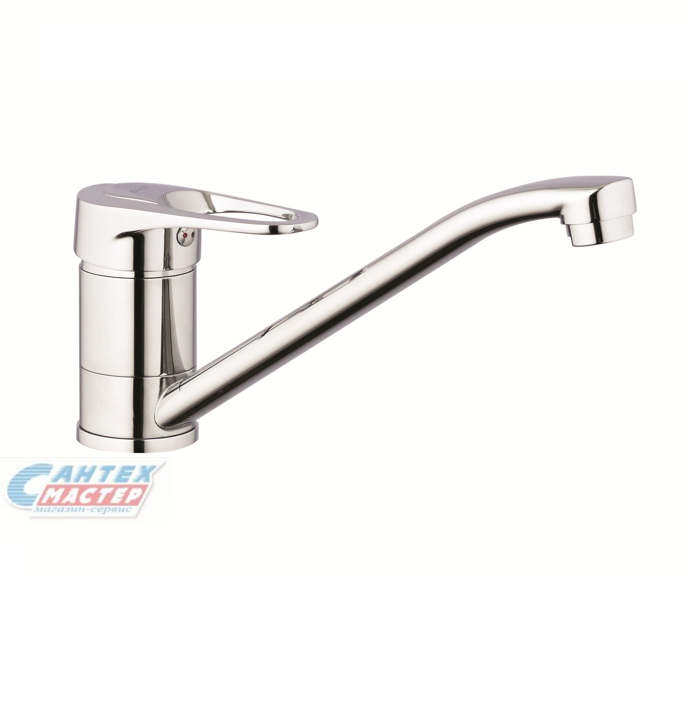 Смеситель для кухни/мойки G-lauf 4P4-A043 однорычажный, поворотный, керамический, с изливом длина 202 мм, цинк, цвет хром