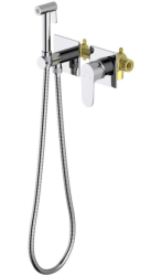 Смеситель с гигиеническим душем Aquatek Оберон встраиваемый, однорычажный, керамический, без излива, с гибким шлангом/лейкой, латунь, цвет хром