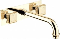 Смеситель для раковины Cezares Aphrodite, встраиваемый, двухвентильный, длина излива 175 мм, неповоротный, керамический, латунь, цвет золото 24 карат, без донного клапана, внутренний/скрытый монтаж