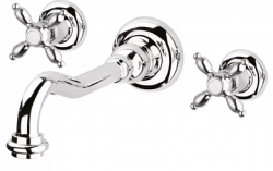 Смеситель для раковины Cezares Nostalgia, встраиваемый, двухвентильный, длина излива 215 мм, неповоротный, керамический, латунь, цвет хром