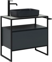 Тумба под раковину Allen Brau Priority 80, напольная, 800х450х750 мм 1 выдвижной ящик, цвет антрацит матовый, прямоугольная, в ванную комнату, стиль лофт 