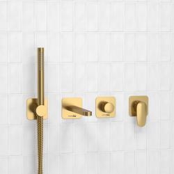 Смеситель для ванны/душа WasserKRAFT Havel, однорычажный, встраиваемый, керамический, неповоротный, длина излива 218 мм, латунь, цвет золото матовое