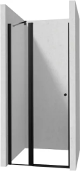 Душевая дверь Deante Kerria Plus, 80х200 см, прозрачное стекло/профиль черный, универсальная установка, закаленное стекло, распашная, прямоугольная (душевое ограждение без поддона), стеклянная