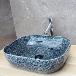 Раковина для ванной CeramaLux MNC 338 50,5х14х40,5 накладная, прямоугольная, керамическая/фарфоровая, цвет серый, без отверстия под смеситель, без слива-перелива