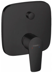 Смеситель для ванны Hansgrohe Talis E скрытого монтажа, настенный/встраиваемый, однорычажный, латунный, без излива, квадратный, керамический, цвет матовый черный, без душевого шланга/лейки, с защитной комбинацией EN1717