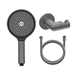 Душевой гарнитур Raglo R476.43.09 комплект: ручной душ 3 режима/держатель для душа/шланг для душа 150 см, латунь/пластик, цвет графит