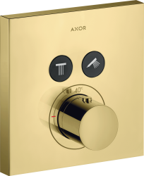 Смеситель для душа Axor ShowerSelect, термостатический, скрытого монтажа, 2 потребителя, настенный, без излива/шланга/лейки, квадратный, латунный, цвет полированная медь, с термостатом