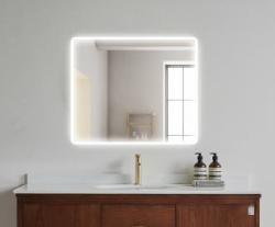 Зеркало Azario 80х68 см, с LED/ЛЕД-подсветкой, прямоугольное, выключатель сенсорный, диммер, для ванны, навесное/подвесное/настенное