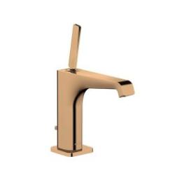 Смеситель для раковины/умывальника Axor Citterio E 130, однорычажный, фиксированный излив, длина излива 14,3 см, керамический, латунь, цвет полированная бронза, с незапираемым сливным набором