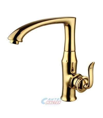 Смеситель для кухни/мойки Lemark Brava однорычажный, керамический, с поворотным изливом, длина 213 мм, латунь, цвет золото, кухонный, вертикальный, однорукий, одноручный, однозахватный, одноручковые, кран, комплект, сантехника, водопроводные, размер