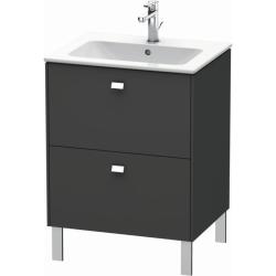 Тумба под раковину Duravit Brioso, 62х47,9х68,3 см, напольная, цвет: графит матовый/хром, 2 выдвижных ящика, ДСП, прямоугольная, левая/правая, в ванную комнату