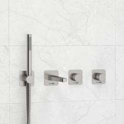 Смеситель для ванны/душа WasserKRAFT Tauber, однорычажный, встраиваемый, керамический, неповоротный, длина излива 225 мм, латунь, цвет никель