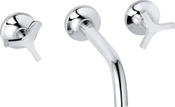 Смеситель для раковины/умывальника KLUDI NOVA FONTE Déco настенный, двухвентильный, неповоротный, длина излива 180 мм, латунь, цвет хром