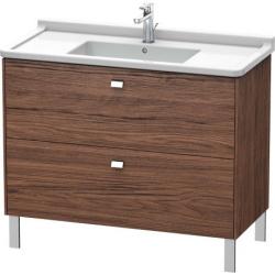 Тумба под раковину Duravit Brioso, 102х46,9х69,3 см, напольная, цвет: орех темный/хром, 2 выдвижных ящика, ДСП, прямоугольная, левая/правая, в ванную комнату