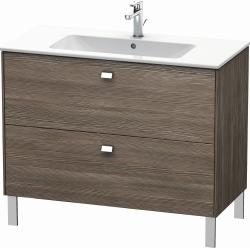 Тумба под раковину Duravit Brioso, 102х47,9х68,5 см, напольная, цвет: сосна терра/хром, 2 выдвижных ящика, ДСП, прямоугольная, левая/правая, в ванную комнату