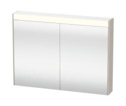 Зеркальный шкаф Duravit Brioso, 82х76х14,8 см, подвесной, цвет: серо-коричневый, зеркало с подсветкой LED/ЛЭД, выключатель/розетка, с 2 распашными дверцами/двухстворчатый, 2 стеклянные полки, прямоугольный