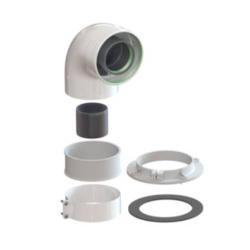 Отвод дымохода коаксиальный Gekon D60/100 стартовый 90° раструбный, для дымоходов