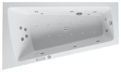 Ванна Duravit Paiova 170х100 см гидромассажная, пристенная, акриловая, цвет: белый, с рамой/сливом-переливом/фронтальной панелью, трапециевидная/угловая, с системой гидромассажа Combi-System E, c одним наклоном для спины, левая