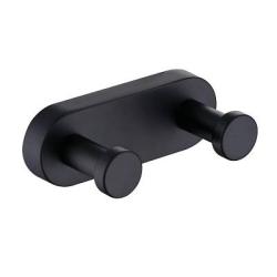 Крючок двойной Raglo R300.052.06 настенный, нержавеющая сталь, форма округлая, для полотенец/халатов, в ванную/туалет/душевую кабину, цвет черный
