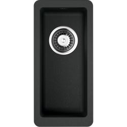 Мойка кухонная Omoikiri Kata 20-U-BL, 42х20 см, врезная, из искусственного гранита (Artgranit), прямоугольная, цвет черный, без отверстия под смеситель, без крыла, слив-перелив, врезная под столещницу, для кухни