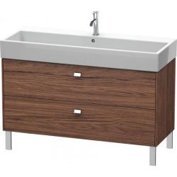 Тумба под раковину Duravit Brioso, 118,4х45,9х57 см, напольная, цвет: орех темный/хром, 2 выдвижных ящика, ДСП, прямоугольная, левая/правая, в ванную комнату