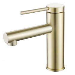 Смеситель для раковины/умывальника ABBER Emotion однорычажный, округлый, неповоротный, длина излива 125 мм, латунь, цвет золотой матовый