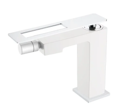 Смеситель для биде Boheme Q, однорычажный, неповоротный, керамический, длина излива 131 мм, латунь, цвет белый