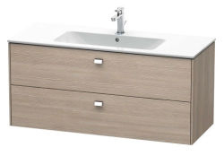 Тумба под раковину Duravit Brioso, 122х46,9х56,3 см, подвесная, 2 выдвижных ящика, ДСП, цвет: сосна серебристая/хром, шкафчик навесной, механизм доводчика, прямоугольная, правая/левая, в ванную комнату